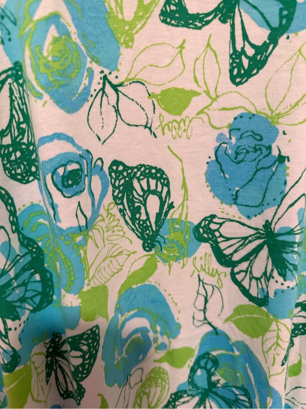 Lilly Pulitzer Green & Blue Floral Dwyer Midi Dress in Resort White Monarch Rose - Picture 4 of 6